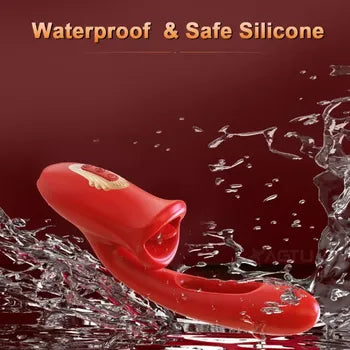3-in-1 Pleasure Vibrator with Tongue Licking & Clitoral Stimulation Waterproof Adult Toy - Sex Toys