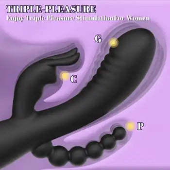 Oplaadbare 3-in-1 G-spot vibrator met clitorisstimulator en konijnenmassager met drievoudige stimulatie. Gratis verzending.