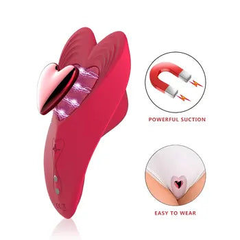 Vibratore a forma di cuore di rosa indossabile, controllabile tramite app, silenzioso e potente, con potente aspirazione e design discreto, spedizione gratuita.