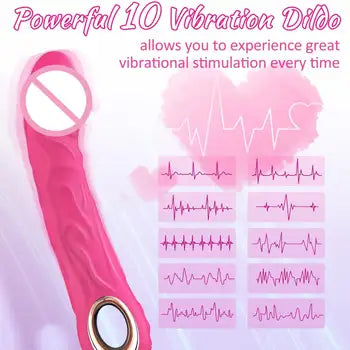 Realistický vibrátor s dildem a 10 vibračními režimy v růžové barvě s tlačítkem napájení, doprava zdarma, odeslání do 24 hodin, diskrétní balení