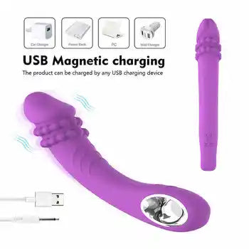 USB Rechargeable Silicone G-Spot Clitoral Vibrator with 10 Speeds & Waterproof Design