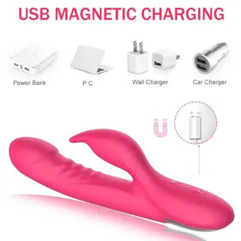 Vibratore a forma di coniglio di alta qualità con stimolazione del punto G e vibrazioni potenti, ricarica magnetica USB, spedizione gratuita, imballaggio discreto.