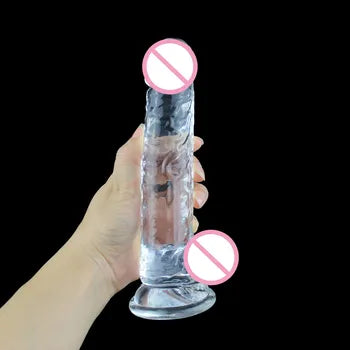 Dildo tal-Kristall Realistiku tat-TPE - Penis Artifiċjali Vibranti Extra Kbir għan-Nisa - Artab u Sikur