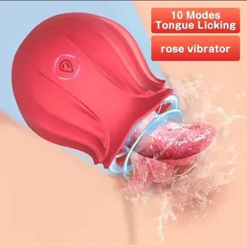 Sensual Rose Tongue Licking Vibrator for Women - Waterproof & Silent Clitoral Stimulator