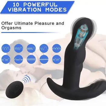 Masajeador de próstata premium con control remoto para hombres con 10 modos de vibración.