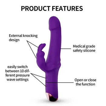 Silikon Rabbit Vibrator med dubbel stimulering av G-punkten och klitorisvibrerande massageapparat med medicinsk silikon och flera inställningar, fri frakt