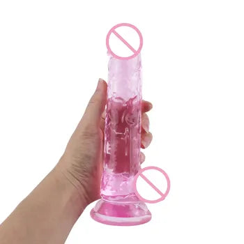 Dildo tal-Kristall Realistiku tat-TPE - Penis Artifiċjali Vibranti Extra Kbir għan-Nisa - Artab u Sikur
