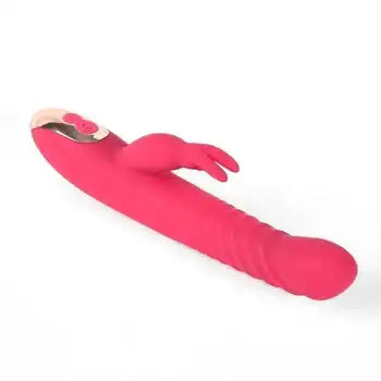 Premium Silicone Waterproof Telescopic Thrusting Rabbit Vibrator for Women - G-Spot Stimulation