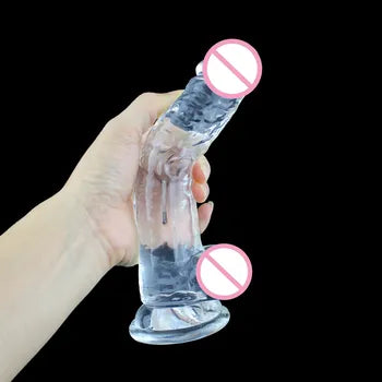 Dildo tal-Kristall Realistiku tat-TPE - Penis Artifiċjali Vibranti Extra Kbir għan-Nisa - Artab u Sikur
