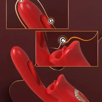 3-in-1 Pleasure Vibrator with Tongue Licking & Clitoral Stimulation Waterproof Adult Toy - Sex Toys