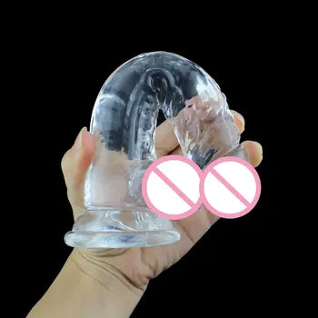 Dildo tal-Kristall Realistiku tat-TPE - Penis Artifiċjali Vibranti Extra Kbir għan-Nisa - Artab u Sikur
