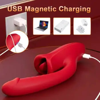 3-in-1 Clitoral Licking Nipple Stimulator G-Spot Vibrator for Women - Powerful Pleasure Toy