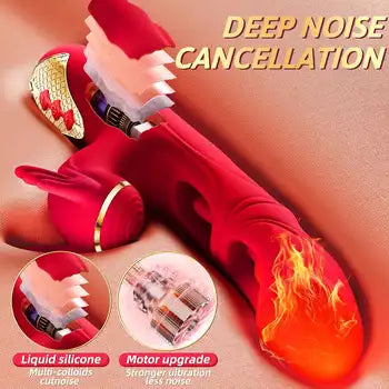 Vibratore a forma di coniglio di alta qualità, stimolatore del punto G con potenti vibrazioni a velocità multiple, in silicone liquido rosso, motore potenziato, spedizione gratuita.