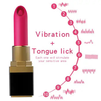 Discreet Lipstick Vibrator with 10 Speeds for G-Spot & Clit Stimulation - Waterproof