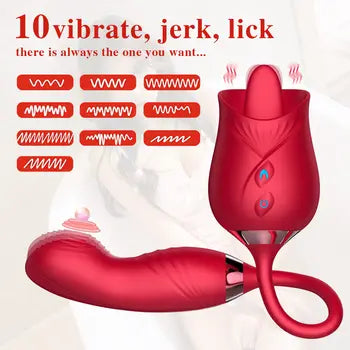 Rose Thrusting Vibrator Egg - Clitoral Sucker & Tongue Licking Stimulator for Women