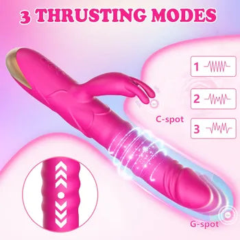 Prémiový vibrátor 2 v 1 Rabbit s tlačením a stimulací G-bodu se 3 režimy tlačení Doprava zdarma