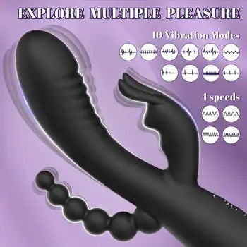 Rechargeable 3-in-1 G-Spot Vibrator with Clitoris Stimulator & Rabbit Massager