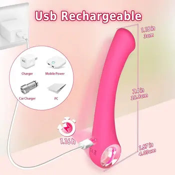 Fingerformet silikone G-punktsmassager Genopladelig silikonefingervibrator med USB-opladning og lyserødt silikonedesign, Gratis fragt