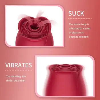 Vibrator clitoridian cu încărcare magnetică, tip trandafir, roșu, cu funcții de vibrație și supt, livrare gratuită în 24 de ore