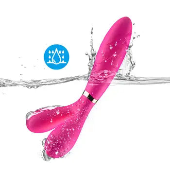 Kraftig oppladbar silikon G-punktsvibrator for kvinner med 10 vibrasjonsmoduser vist med vanndråper Gratis frakt