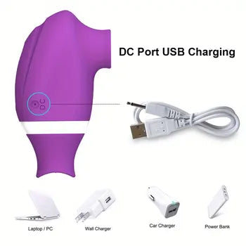Vibratur Vjola 2 f'1 li Jiġbed u Jilgħaq għall-Istimulazzjoni tal-Bżieżel Klitorali b'ċarġer tal-port USB DC u għażliet ta' ċċarġjar Tbaħħir Ħieles