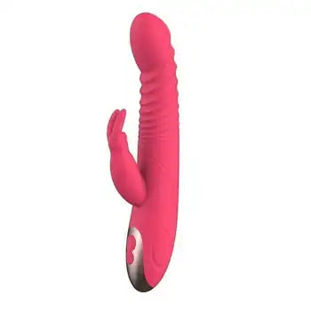Premium Silicone Waterproof Telescopic Thrusting Rabbit Vibrator for Women - G-Spot Stimulation