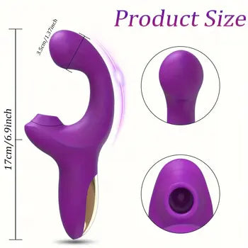 Kraftig dildo-vibrator med klitoris-sugekopp og vridende bevegelse for intens nytelse med gratis frakt og diskret emballasje.