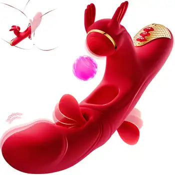 Vibratore a forma di coniglio di alta qualità, stimolatore del punto G con potenti vibrazioni a velocità multiple, colore rosso, spedizione gratuita, imballaggio discreto, rimborsi gratuiti.
