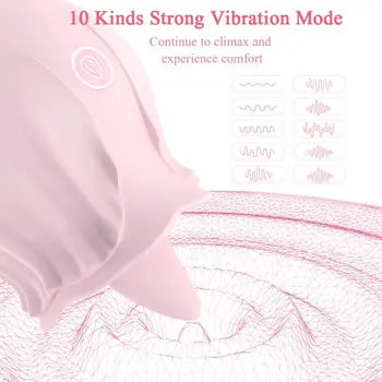 Sensual Rose Tongue Licking Vibrator for Women - Waterproof & Silent Clitoral Stimulator