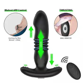 Wireless Remote Control Anal Butt Plug Vibrator with Thrusting and Vibration for Prostate Massage