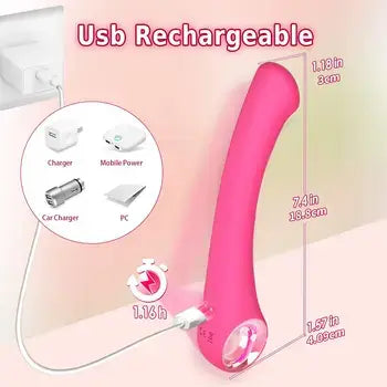 Finger Shaped Silicone G-Spot Massager Rechargeable Vibrator - Sex Toys