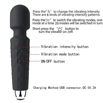Handheld Vibrating Wand Soft Flexible Powerful Tissue Massager for Head Body Muscle Back Vibrator Men Women Couples
