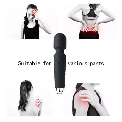 Handheld Vibrating Wand Soft Flexible Powerful Tissue Massager for Head Body Muscle Back Vibrator Men Women Couples