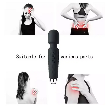 Handheld Vibrating Wand Soft Flexible Powerful Tissue Massager for Head Body Muscle Back Vibrator for Men Women Couples Stimulation Waterproof Quiet Double Rechargable Silicone 20 Modes 8 speeds