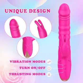 Premium 2-in-1 Rabbit Vibrator with Thrusting & G-Spot Stimulation - Silicone + ABS / Purple - Sex Toys