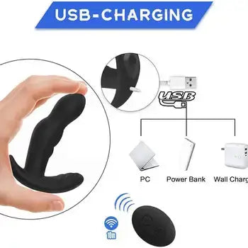 Remote Control Prostate Massager for Men with 10 Vibration Modes - Sex Toys
