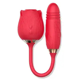 Rose Thrusting Vibrator Egg Clitoris Sucker Stimulator with Powerful Sucking and Vibrating Dildo - Sex Toys