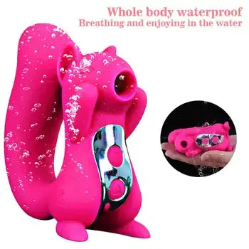 Silicone Waterproof Squirrel Shaped Vibrator with Suction - Sex Toys