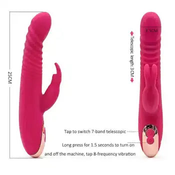 Silicone Waterproof Telescopic Thrusting Rabbit Vibrator - Sex Toys